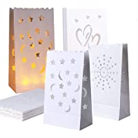 bolsas velas papel-Mengger 30Pcs bolsas de luz papel led luminaria velas candle bags Pantalla linternas Luminaria…